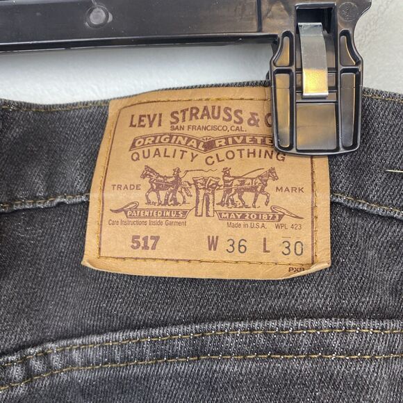 Vintage‎ Levis 517 Boot Cut Jeans Mens 36x30 Black Denim Orange Tab USA 90s - Picture 7 of 14